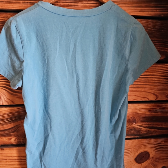 Talbots Women's Short Sleeve Sky Blue V-Neck Tee - Picture 3 of 3